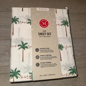 Martha Stewart Cotton Sheet Set - White with Green Palm Design